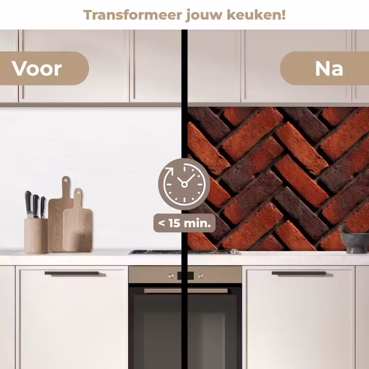 Keuken achterwand - Bakstenen - Visgraat - Structuur - Roodbruin — 3