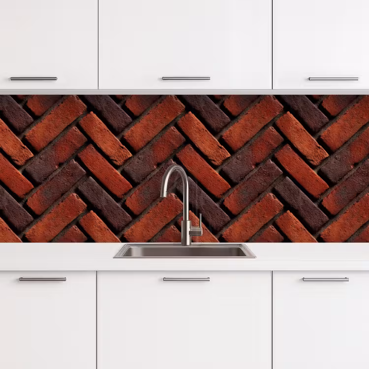 Keuken achterwand - Bakstenen - Visgraat - Structuur - Roodbruin — 4