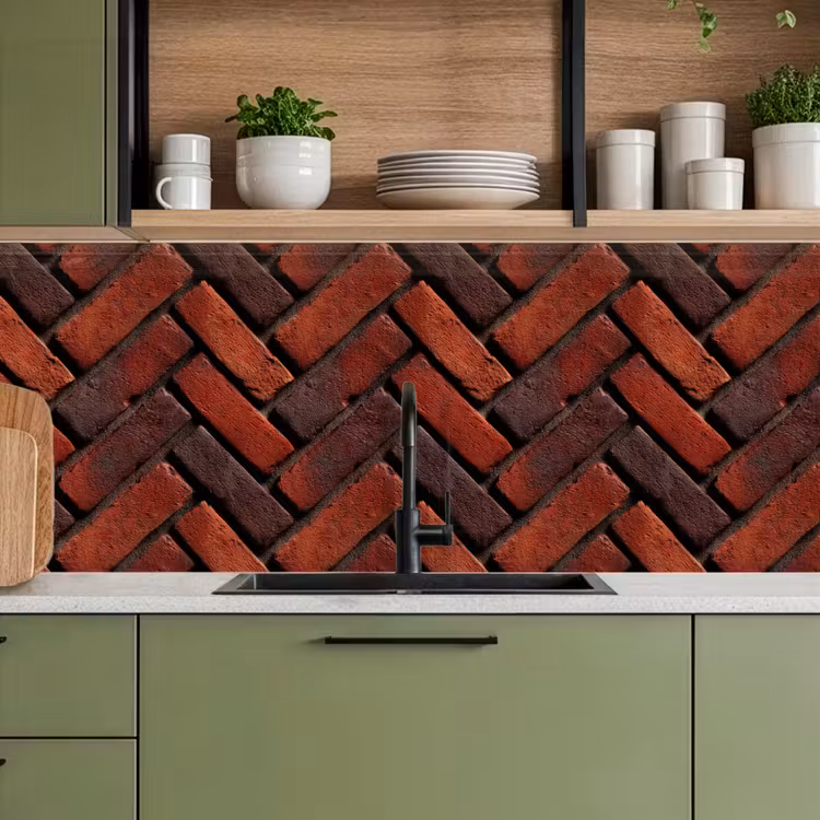Keuken achterwand - Bakstenen - Visgraat - Structuur - Roodbruin — 8