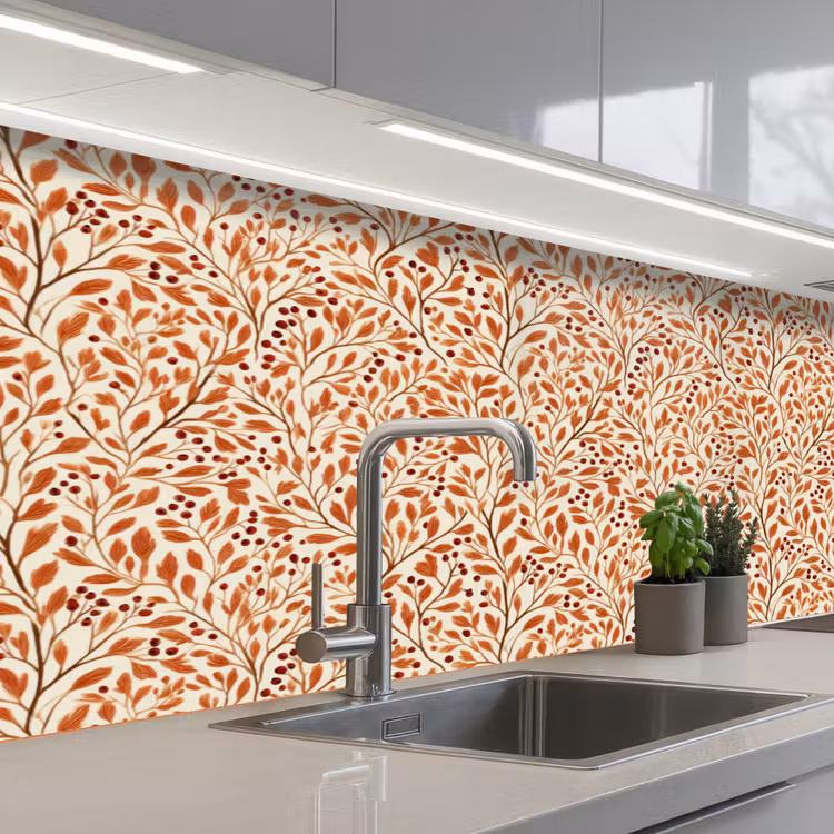Keuken achterwand - Bladeren - Botanisch - Terracotta — 2