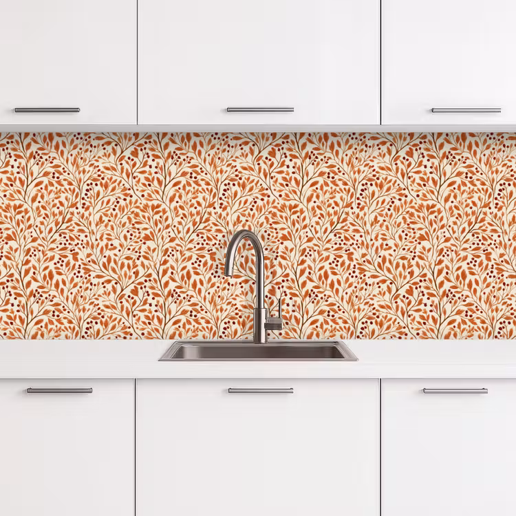 Keuken achterwand - Bladeren - Botanisch - Terracotta — 4