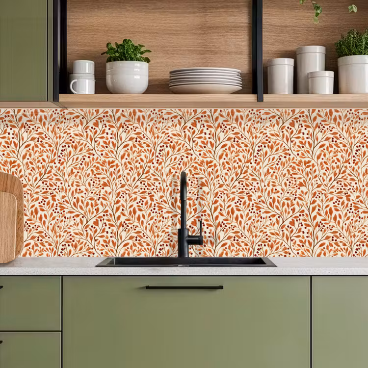 Keuken achterwand - Bladeren - Botanisch - Terracotta — 8