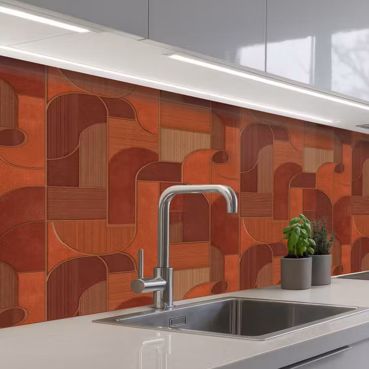 Keuken achterwand - Geometrisch - Abstract - Textuur - Bruin — 2