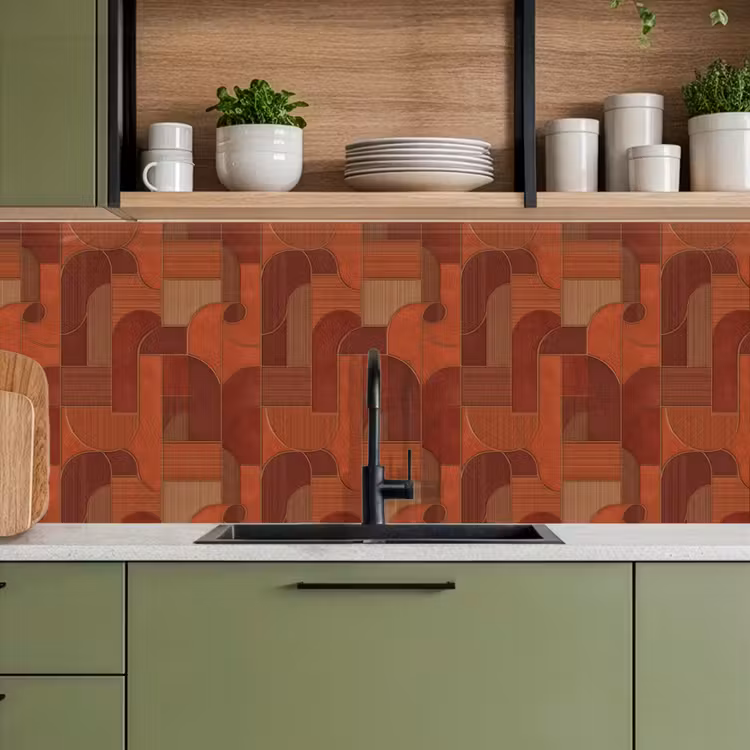 Keuken achterwand - Geometrisch - Abstract - Textuur - Bruin — 8