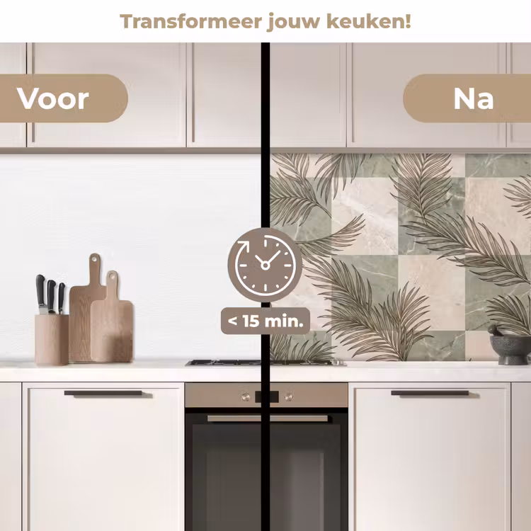 Keuken achterwand - Planten - Bladeren - Marmer - Modern - Groen — 3