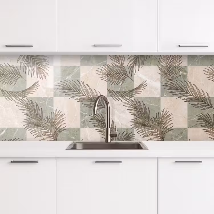 Keuken achterwand - Planten - Bladeren - Marmer - Modern - Groen — 4