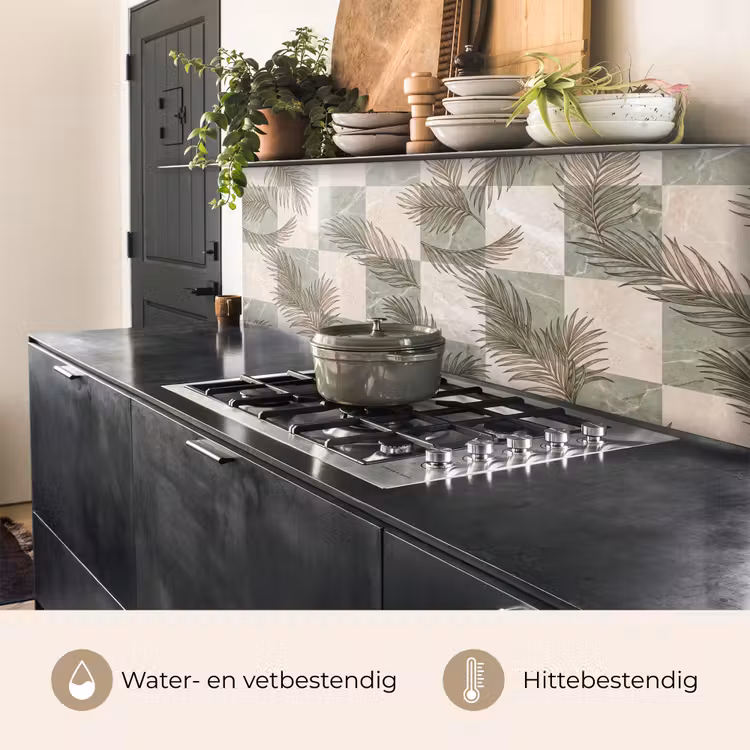 Keuken achterwand - Planten - Bladeren - Marmer - Modern - Groen — 5