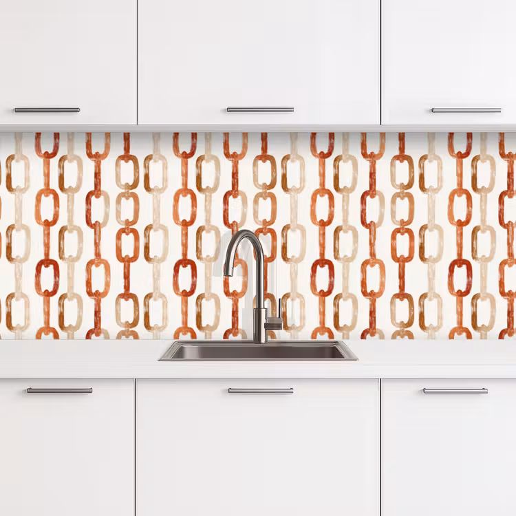 Keuken achterwand - Schakels - Patroon - Aquarel - Terracotta — 4