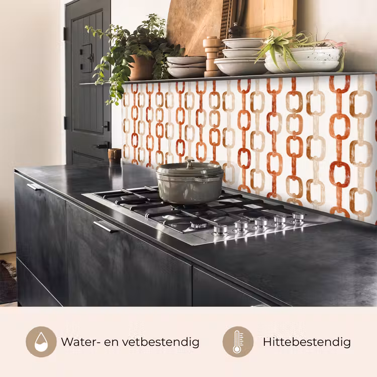 Keuken achterwand - Schakels - Patroon - Aquarel - Terracotta — 5