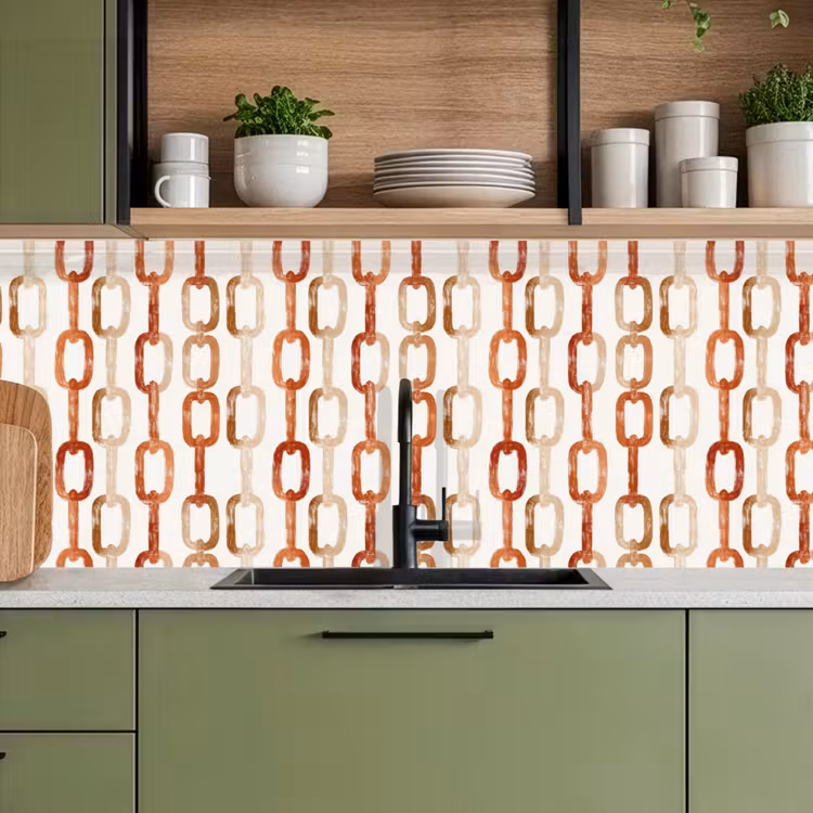 Keuken achterwand - Schakels - Patroon - Aquarel - Terracotta — 8
