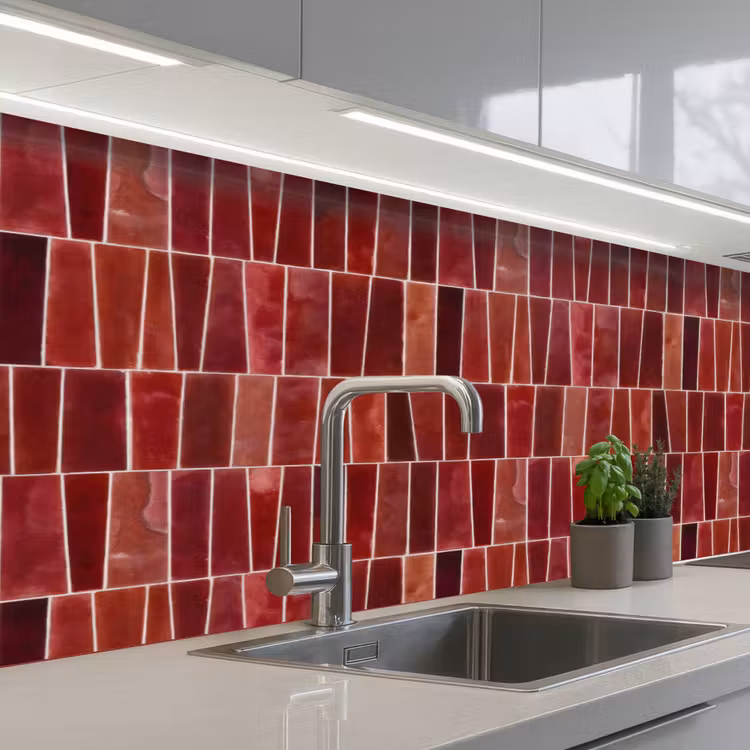 Keuken achterwand - Tegels - Modern - Structuur - Dieprood — 2