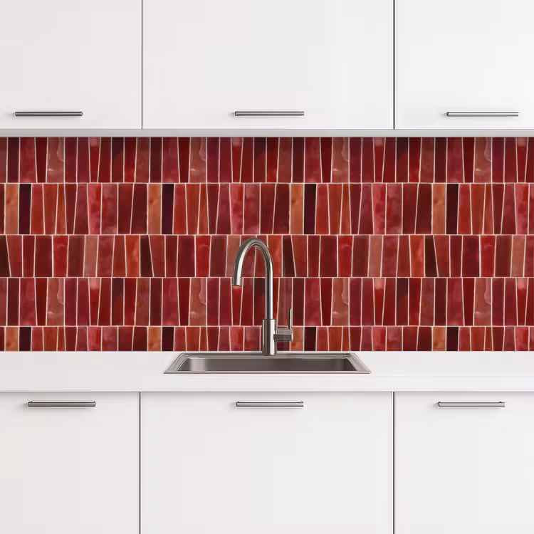 Keuken achterwand - Tegels - Modern - Structuur - Dieprood — 4