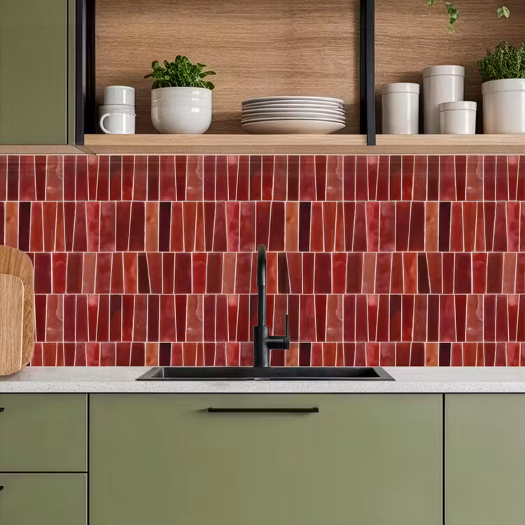 Keuken achterwand - Tegels - Modern - Structuur - Dieprood — 8