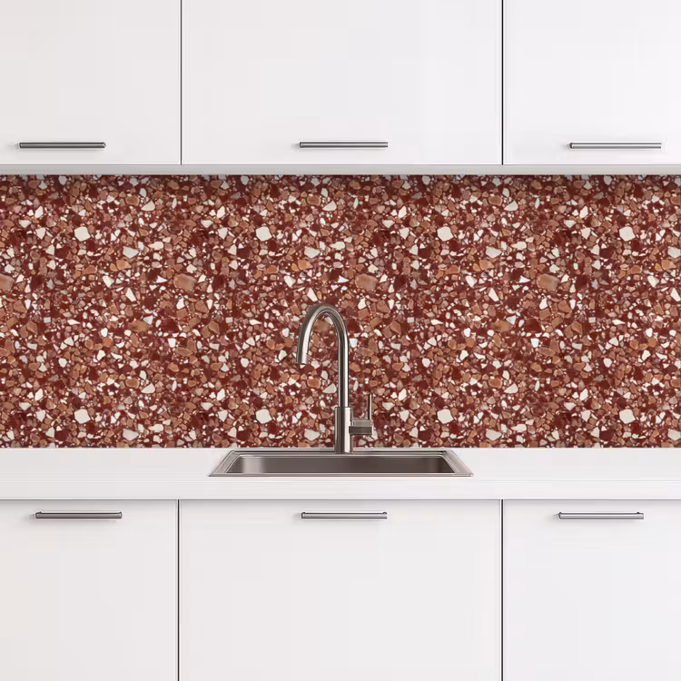 Keuken achterwand - Terrazzo - Patroon - Steentextuur - Roodbruin — 4