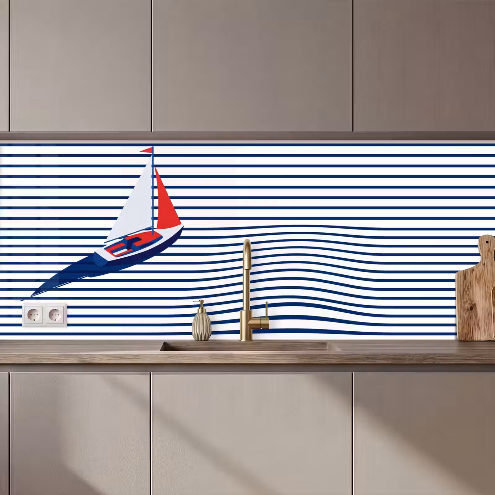 Keuken achterwand - Boot - Water - Abstract - Blauw — 1