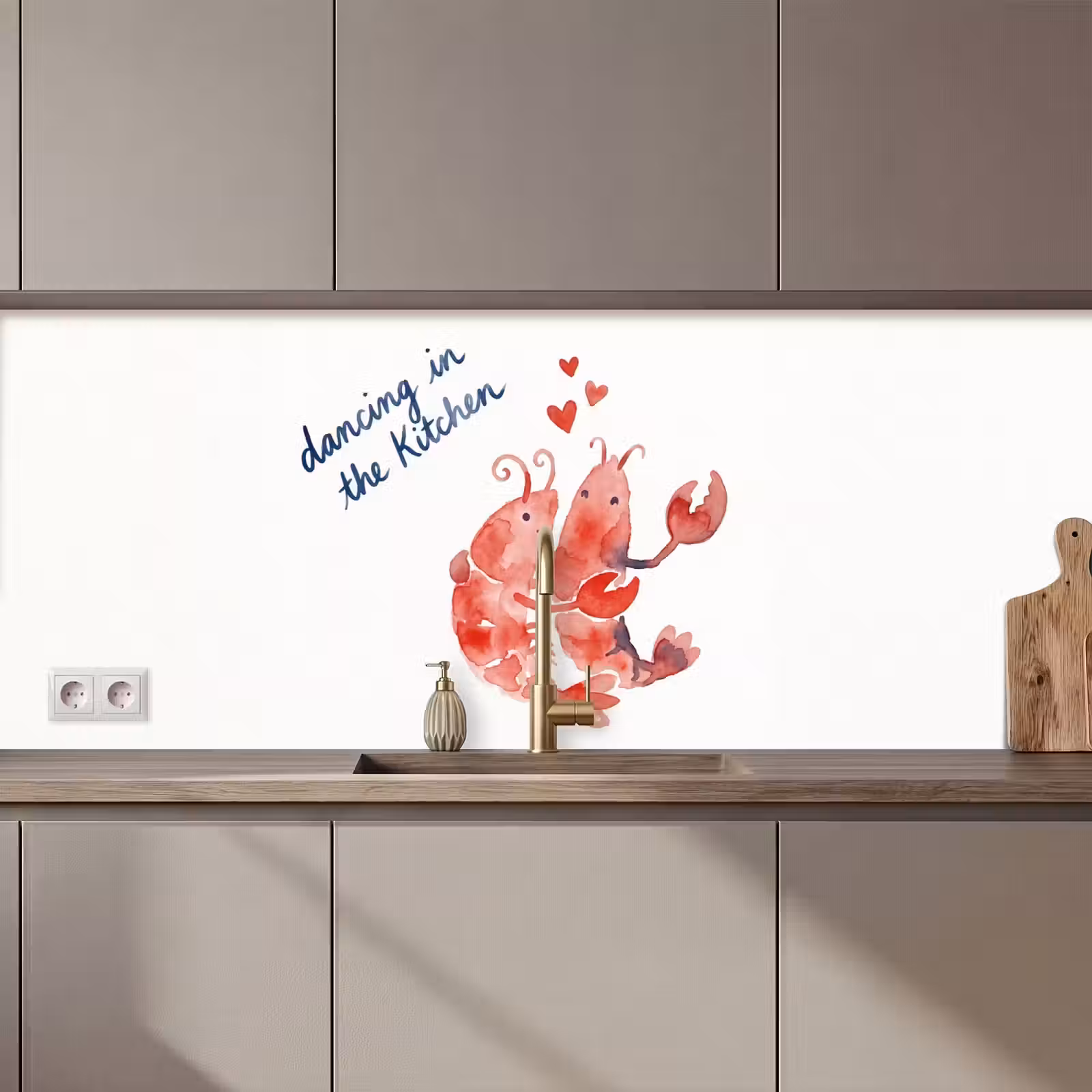 Keuken achterwand - Dier - Dans - Liefde - Waterverf - Rood — 1