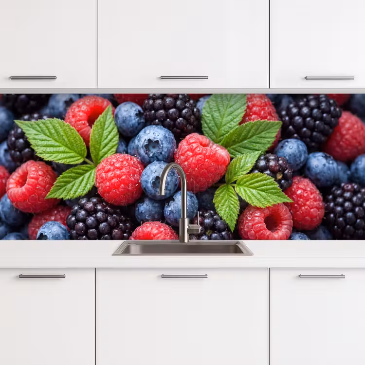 Keuken achterwand - Bessen - Vers - Waterdruppels - Kleurrijk - Eten — 4