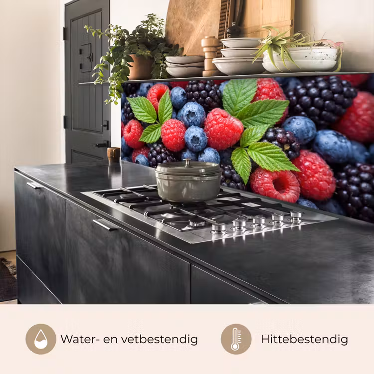 Keuken achterwand - Bessen - Vers - Waterdruppels - Kleurrijk - Eten — 5