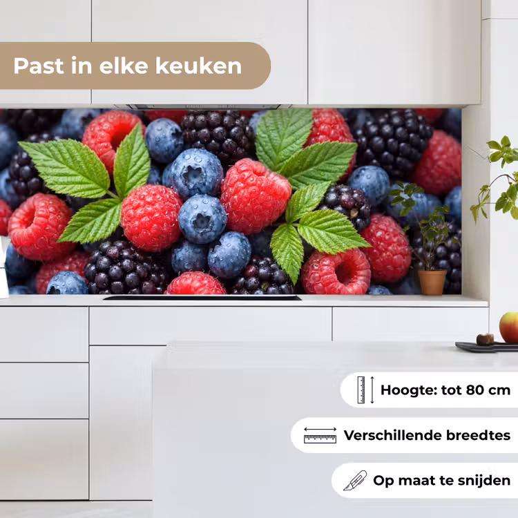 Keuken achterwand - Bessen - Vers - Waterdruppels - Kleurrijk - Eten — 7
