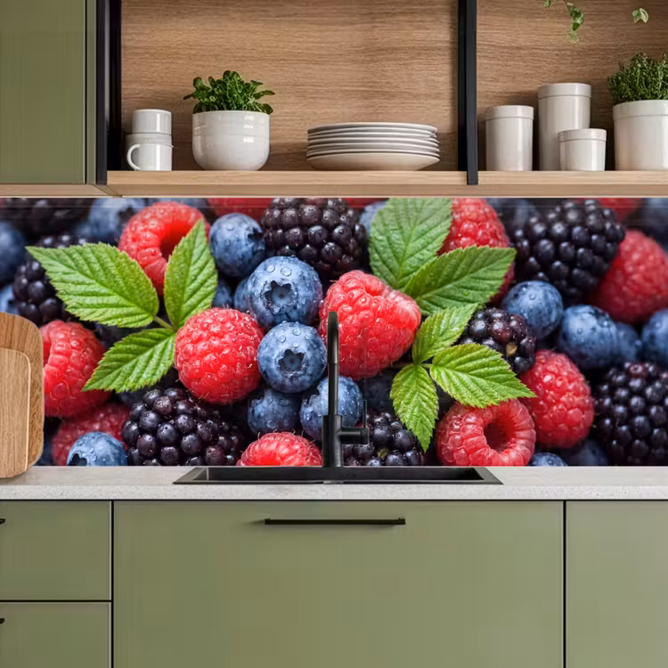 Keuken achterwand - Bessen - Vers - Waterdruppels - Kleurrijk - Eten — 8