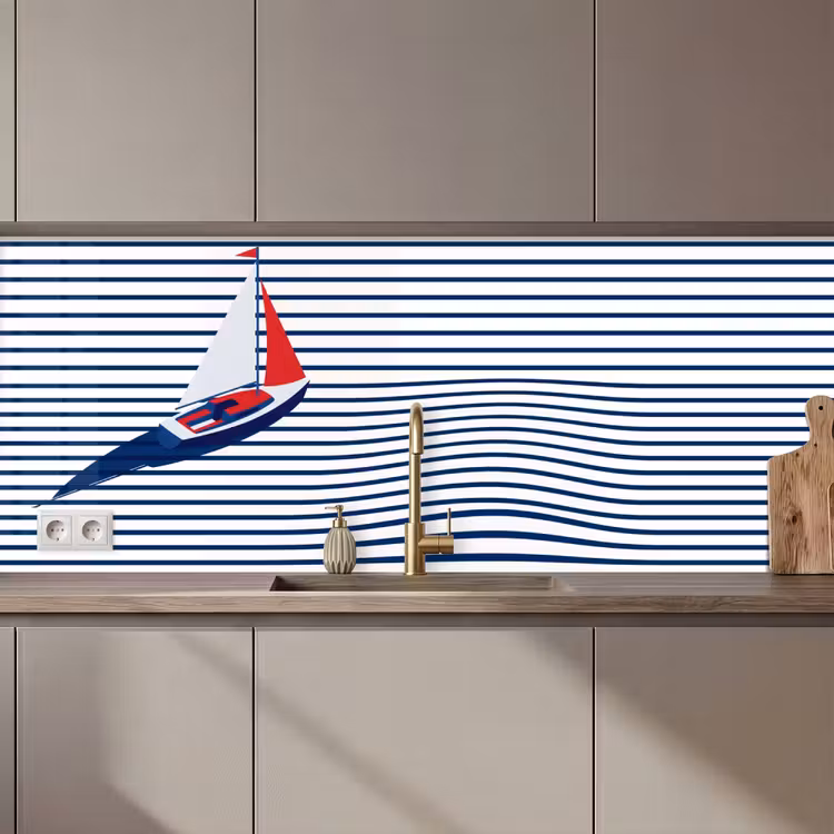 Keuken achterwand - Boot - Water - Abstract - Blauw — 1