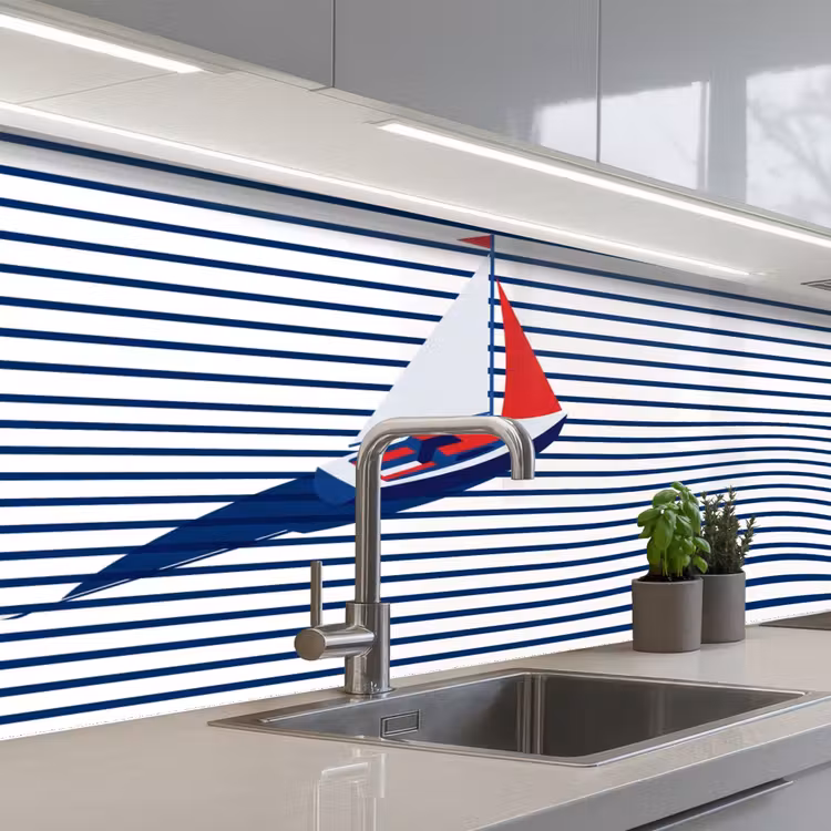 Keuken achterwand - Boot - Water - Abstract - Blauw — 2