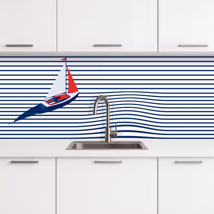 Keuken achterwand - Boot - Water - Abstract - Blauw — 4