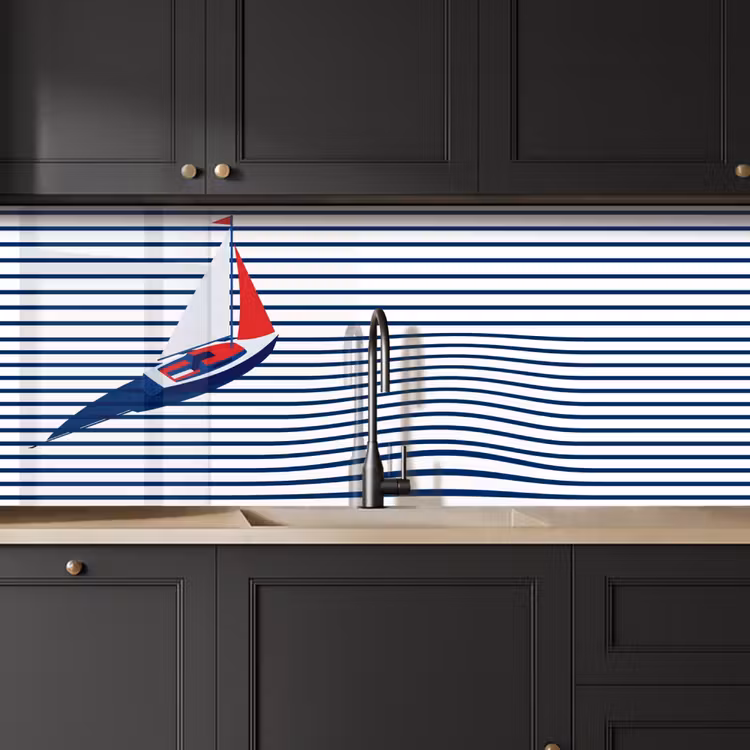 Keuken achterwand - Boot - Water - Abstract - Blauw — 6