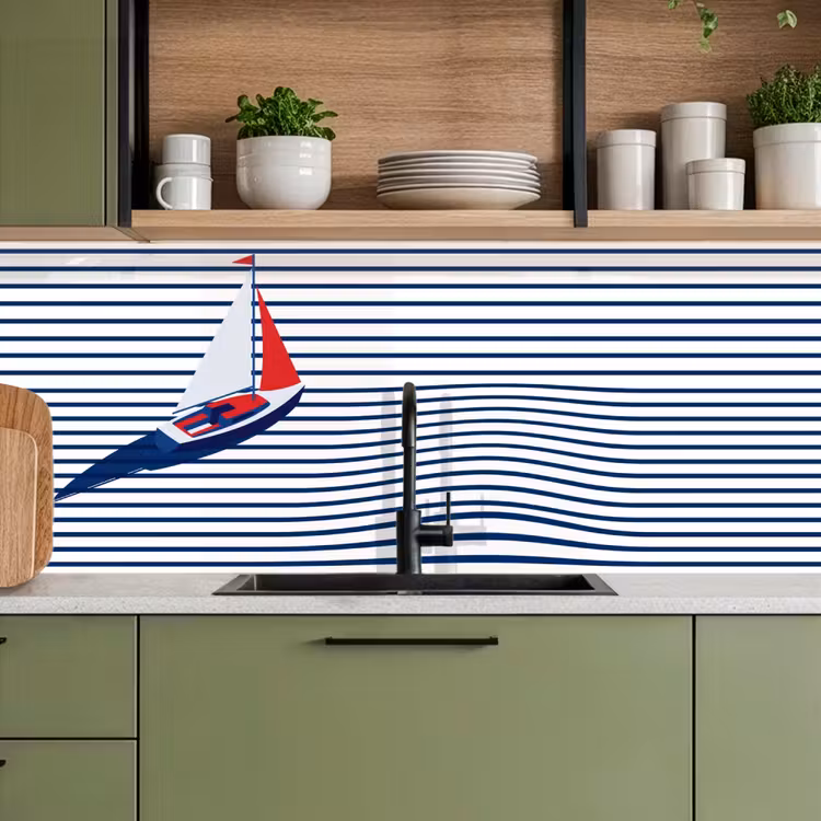 Keuken achterwand - Boot - Water - Abstract - Blauw — 8