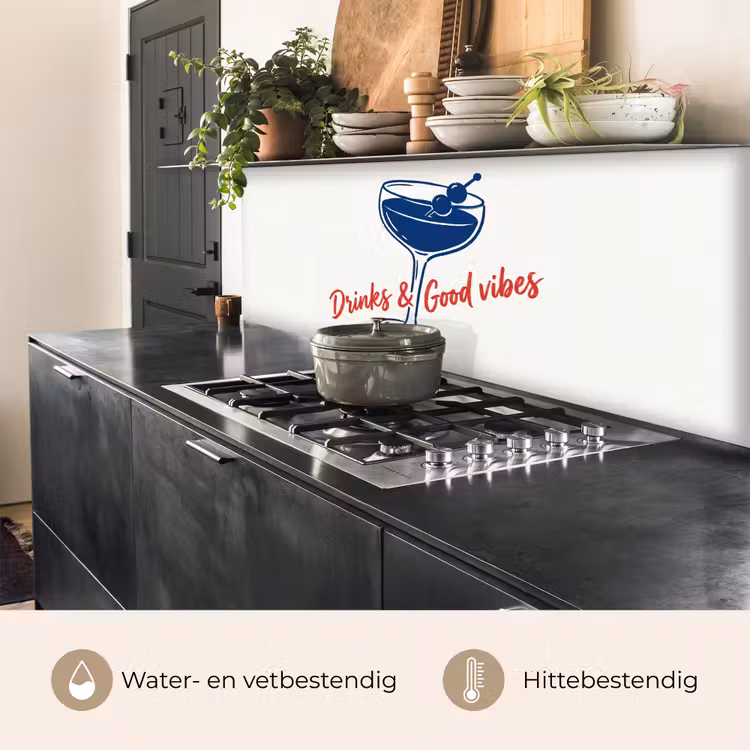 Keuken achterwand - Cocktail - Glas - Illustratie - Blauw - Wit — 5