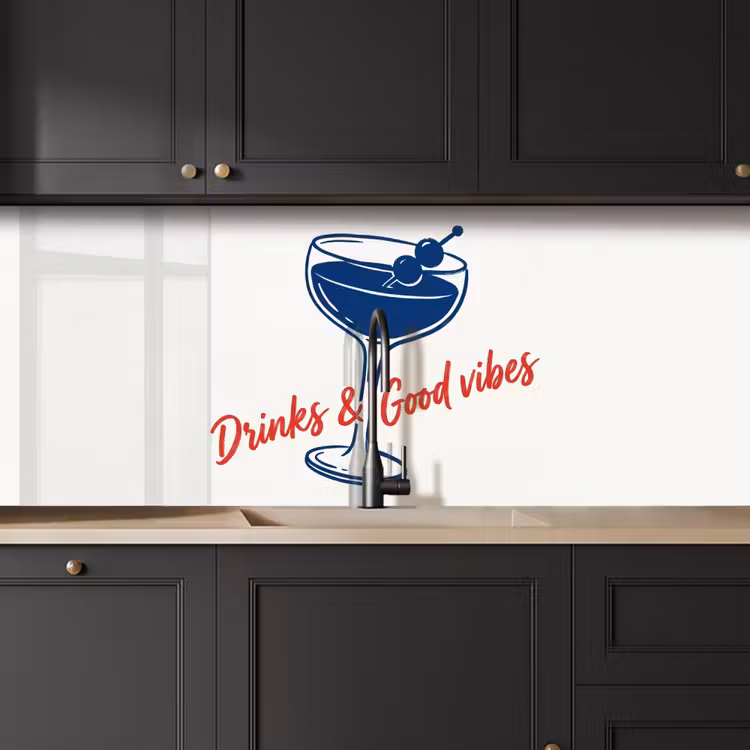 Keuken achterwand - Cocktail - Glas - Illustratie - Blauw - Wit — 6