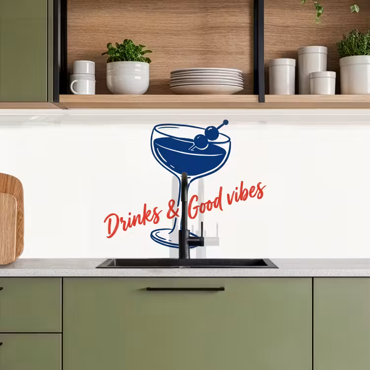 Keuken achterwand - Cocktail - Glas - Illustratie - Blauw - Wit — 8