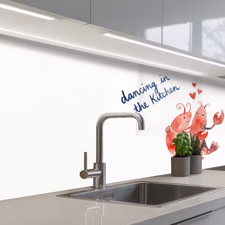 Keuken achterwand - Dier - Dans - Liefde - Waterverf - Rood — 2