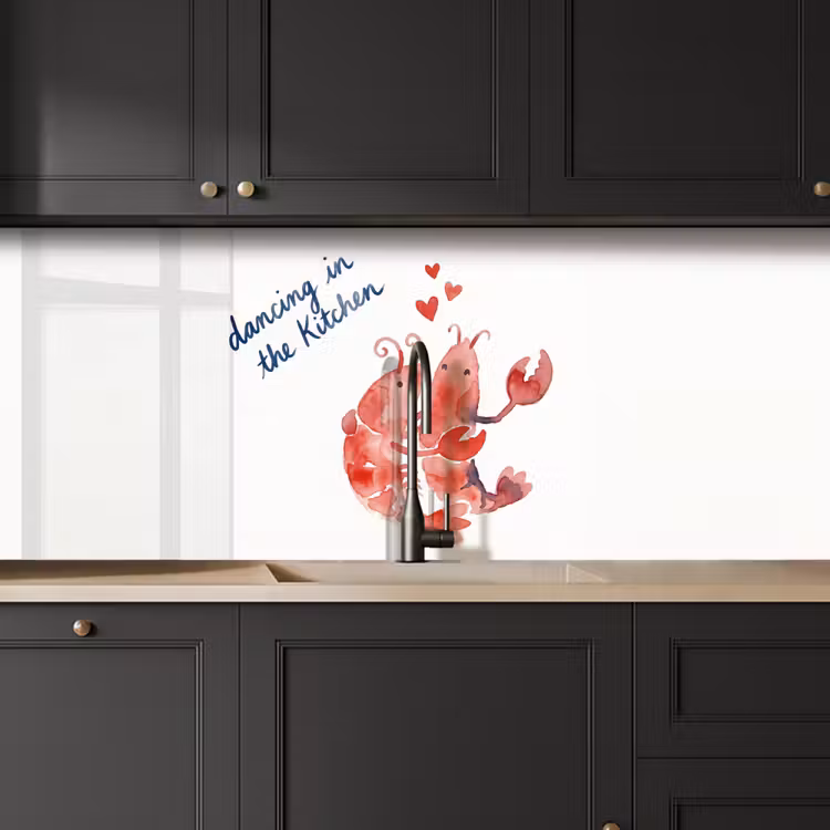 Keuken achterwand - Dier - Dans - Liefde - Waterverf - Rood — 6