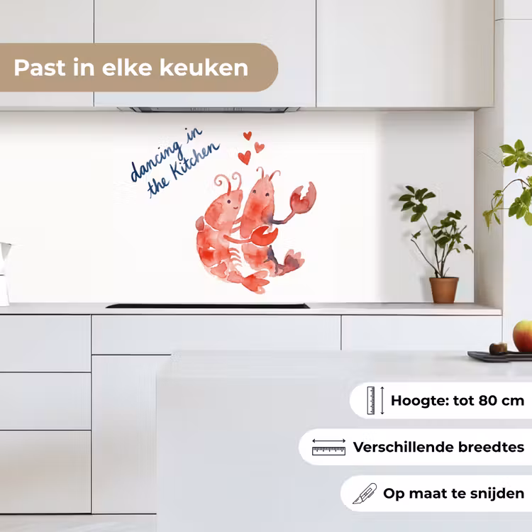Keuken achterwand - Dier - Dans - Liefde - Waterverf - Rood — 7