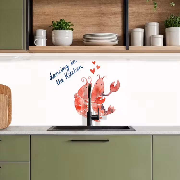Keuken achterwand - Dier - Dans - Liefde - Waterverf - Rood — 8