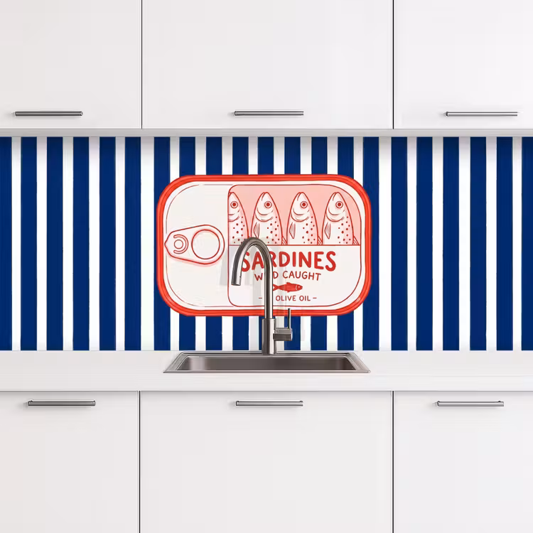 Keuken achterwand - Eten - Vis - Blik - Illustratie - Rood — 4
