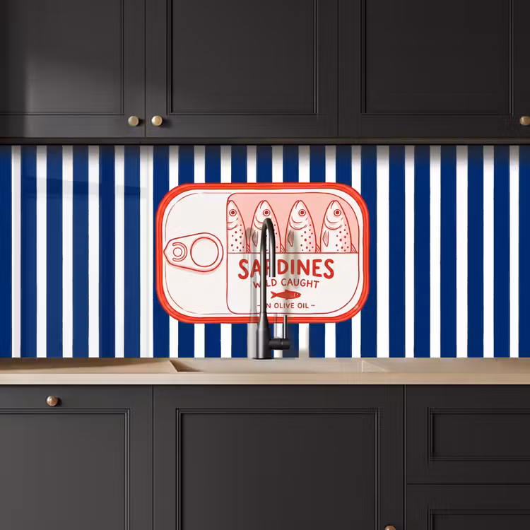 Keuken achterwand - Eten - Vis - Blik - Illustratie - Rood — 6