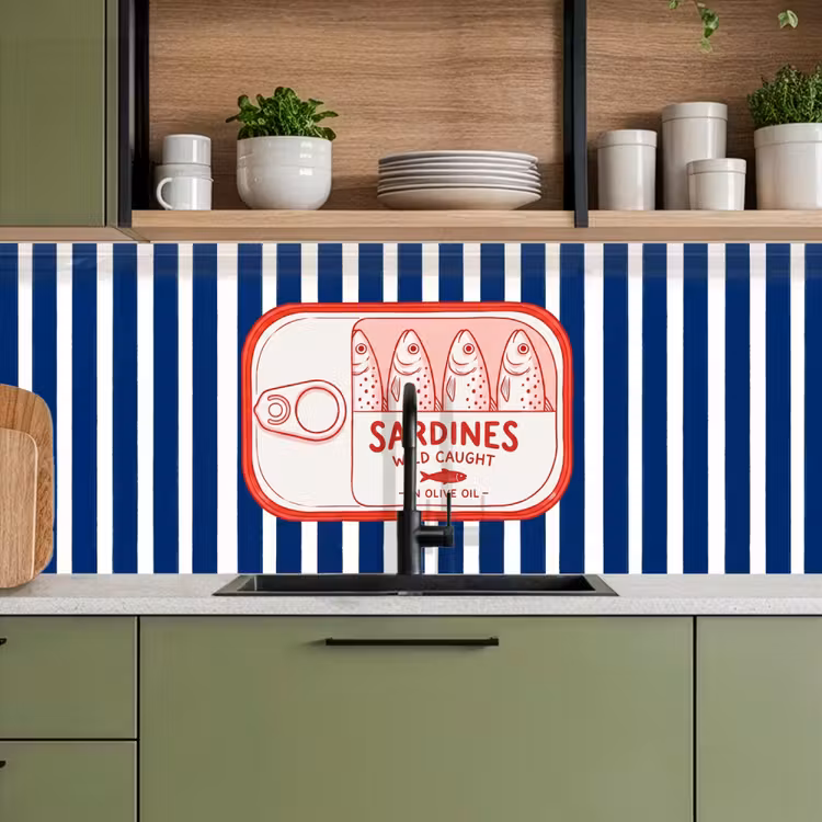 Keuken achterwand - Eten - Vis - Blik - Illustratie - Rood — 8