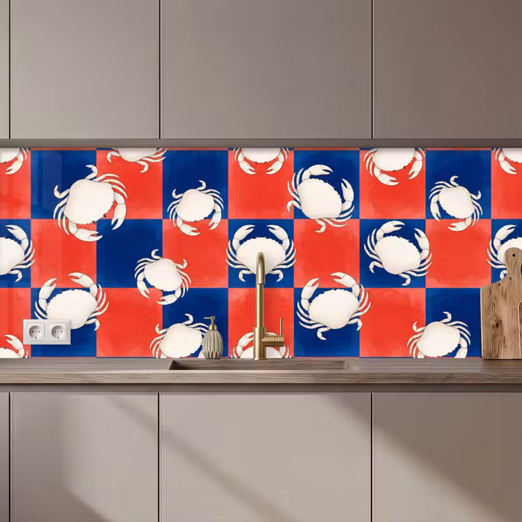Keuken achterwand - Patroon - Zeeleven - Rood - Blauw - Abstract — 1