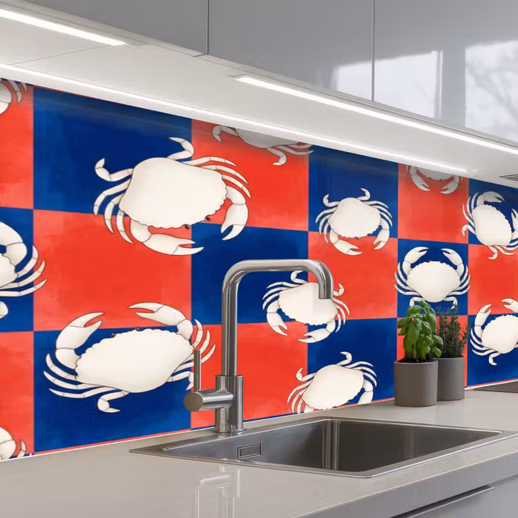 Keuken achterwand - Patroon - Zeeleven - Rood - Blauw - Abstract — 2