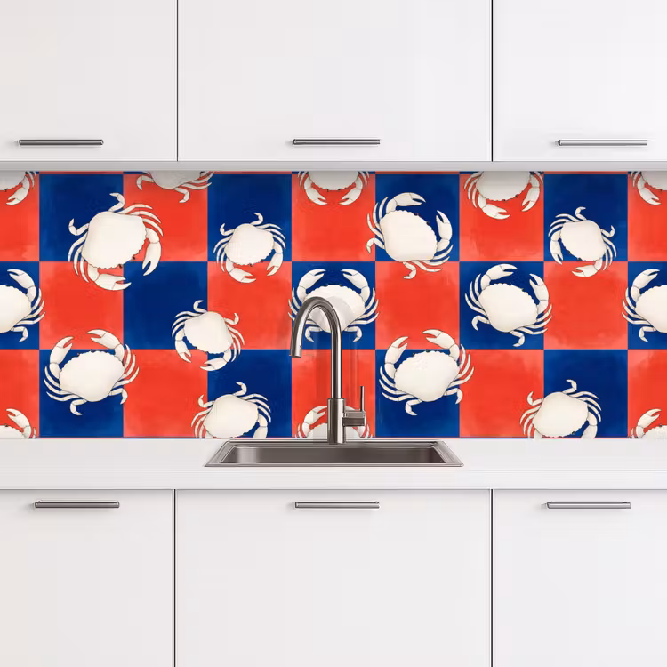 Keuken achterwand - Patroon - Zeeleven - Rood - Blauw - Abstract — 4