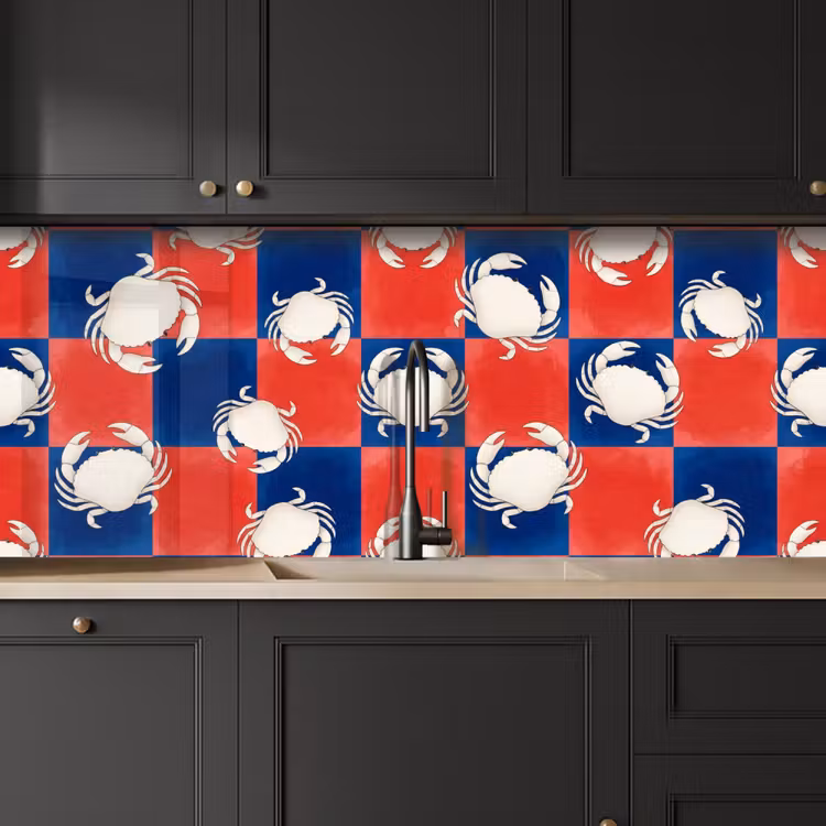 Keuken achterwand - Patroon - Zeeleven - Rood - Blauw - Abstract — 6