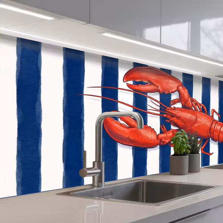 Keuken achterwand - Schaaldier - Kreeft - Marine - Illustratie - Rood — 2