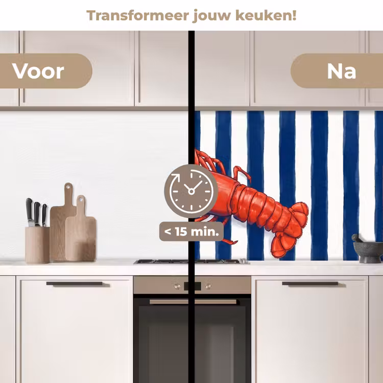 Keuken achterwand - Schaaldier - Kreeft - Marine - Illustratie - Rood — 3