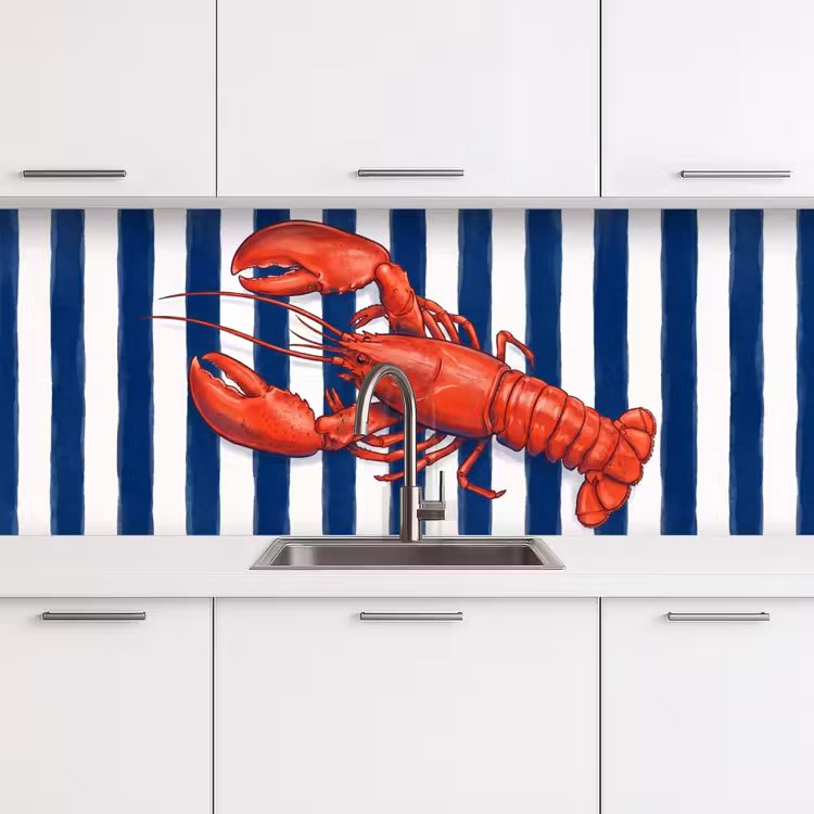 Keuken achterwand - Schaaldier - Kreeft - Marine - Illustratie - Rood — 4