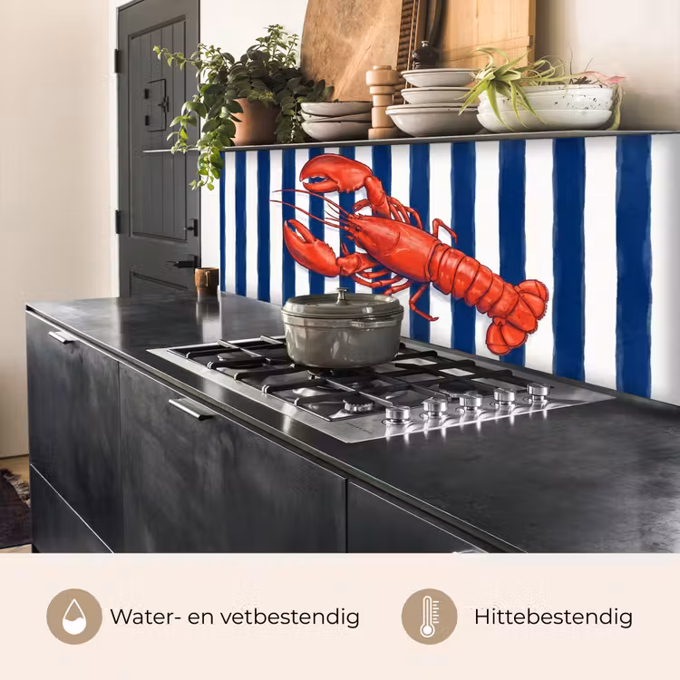 Keuken achterwand - Schaaldier - Kreeft - Marine - Illustratie - Rood — 5