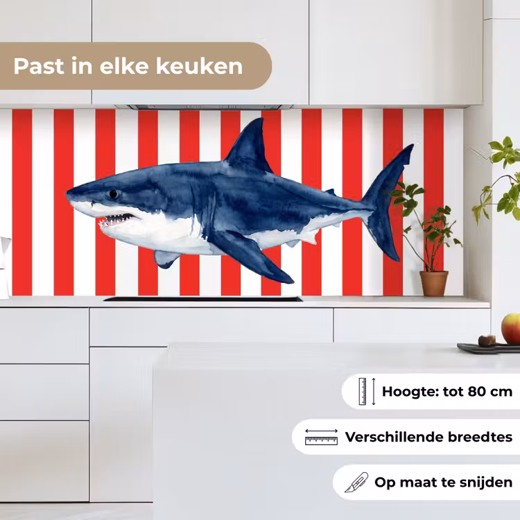 Keuken achterwand - Vis - Haai - Zee - Illustratie - Blauw — 7
