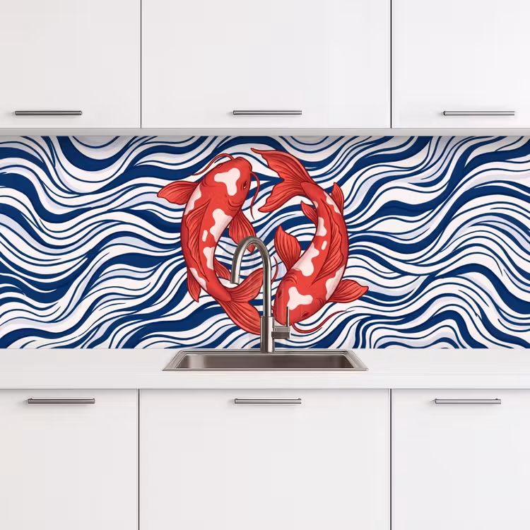Keuken achterwand - Vis - Water - Natuur - Illustratie - Rood — 4