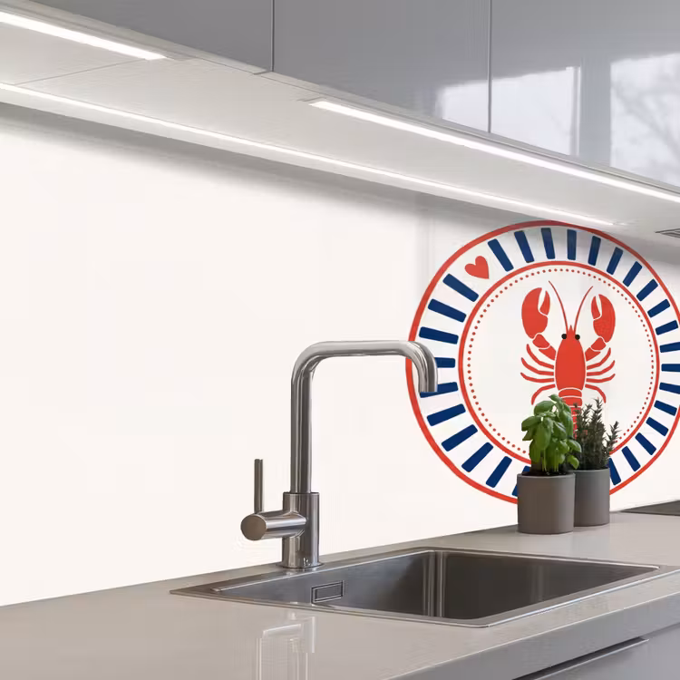 Keuken achterwand - Zeeleven - Kreeft - Embleem - Grafisch - Rood — 2